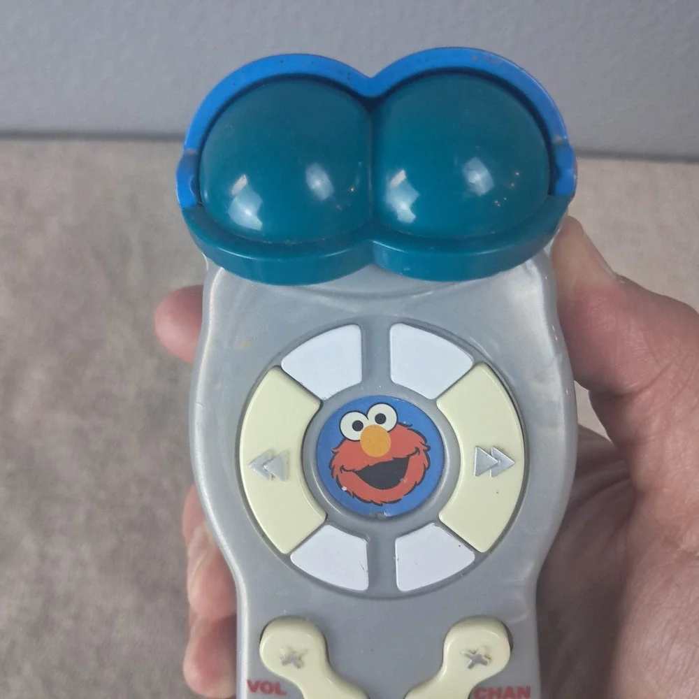 Vintage Sesame Street Elmo Remote Control Toy Working Numbers Dial Blue TESTED